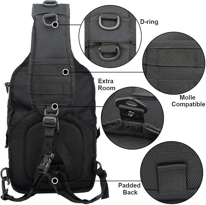 hopopower Tactical Sling Bag Sport Bag Military Rover Shoulder Backpack EDC Assault Range Bag Chest Pack Handbag Waterproof