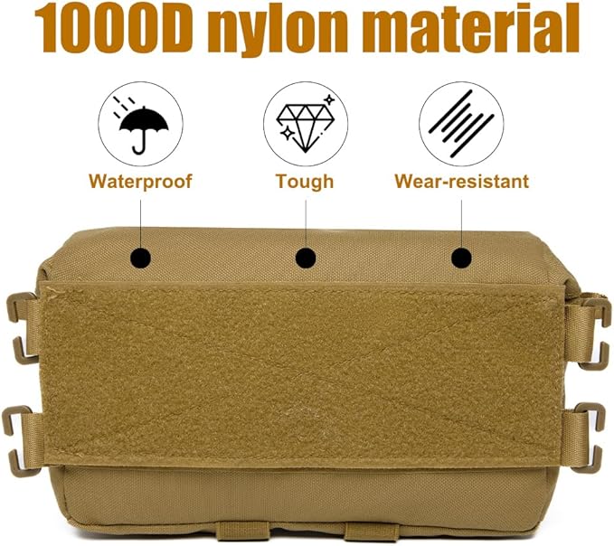 Tactical Molle Admin Pouch Waterproof Utility Tool Pouch Gadget Storage Bag with Hook&ampLoop Fastener for Backpacks ﻿