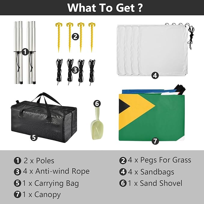 South Africa Flag Beach Canopy UPF50 Easy Setup Large Sun Shelter with Sand Shovel Sandbags for Camping Picnics Backyard &amp Fishing