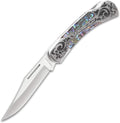 Timber Wolf Gentleman’s Genuine Pearl Pocket Knife | 3 1/4” Stainless Steel Clip Point Blade | Genuine Pearl Inlays | Nickel Silver Bolsters | Lockback Mechanism | 7 1/2 Overall Length