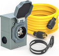30 Amp Generator Cord and Power Inlet Box (Pre-Drilled) Waterproof Kit 25 Feet Nema L14 30p Generator Extension Cord with L14-30P to L14-30R Twist Lock Plug for Outdoor Use125/250 Volts
