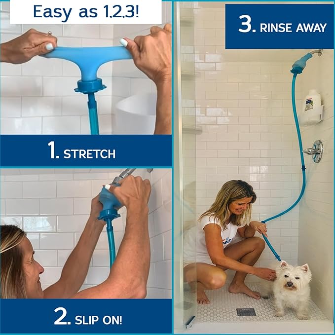 Rinseroo: Shower Cleaning Thing–Slip-On Handheld Hose Attachment for Fast Mess-Free Shower Wall Rinsing–6 Ft Hose Fits Up to 5 Shower Head –Temporarily Converts Standard Shower into Handheld