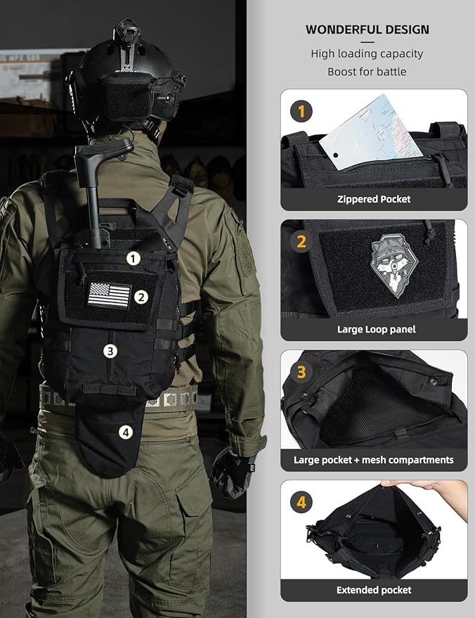 IDOGEAR Tactical Zip-on Panel Pouch Military Backpack Vest Accessory Bag for CPC AVS JPC2.0