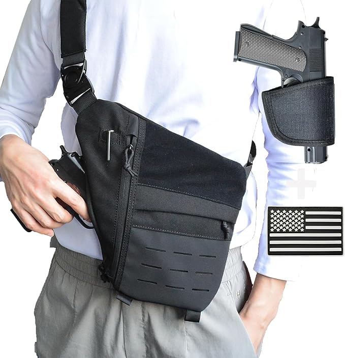Concealed Carry Sling Bag for Men Chest Holster Bag of Pistols Anti-Thief Crossbody Daypack Personal Pocket Sling Pack