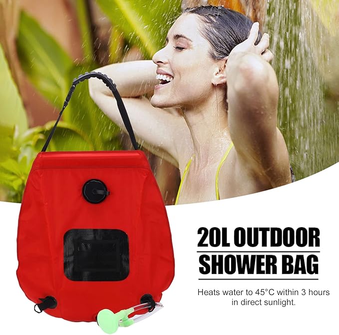 20L Folding Solar Heated Shower Bath Bags Hose Shower Head Faucet Camping Hiking
