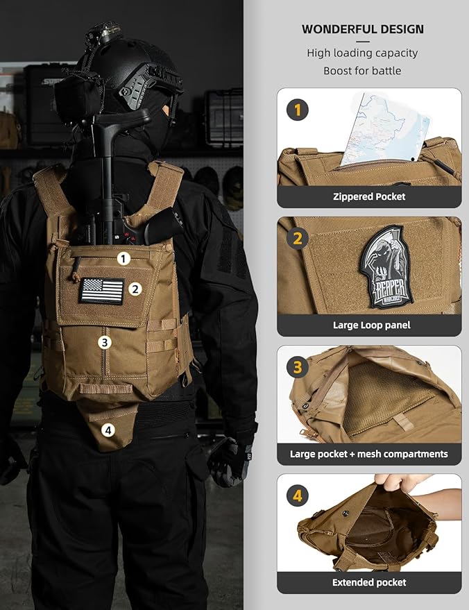 IDOGEAR Tactical Zip-on Panel Pouch Military Backpack Vest Accessory Bag for CPC AVS JPC2.0
