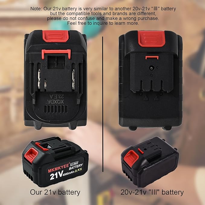 21V Lithium Battery and Charger Cord 4.0 Ah Battery with Charger Adapter Led Indicator Compatible for Cordless Tiller Cultivator