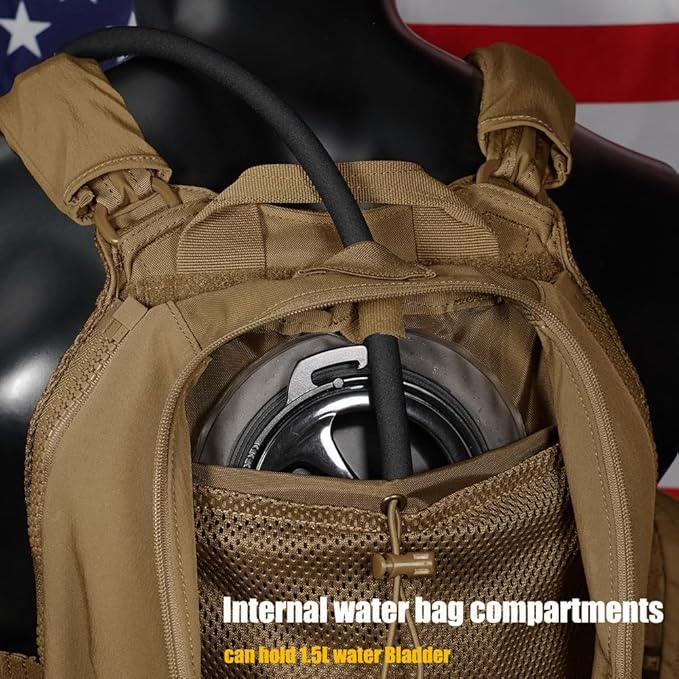 KRYDEX Tactical Zip-on Back Panel for Scarab Vest MOLLE Helmet Backpack with Hydration Bladder Holder (CB)