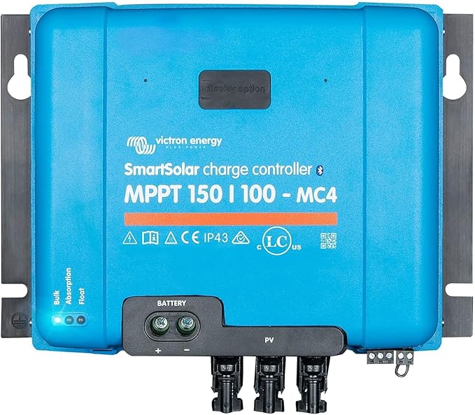 Victron Energy SmartSolar MPPT MC4 Compatible Solar Charge Controller (Bluetooth) - Charge Controllers for Solar Panels - 150V 100 amp 12/24/36/48-Volt