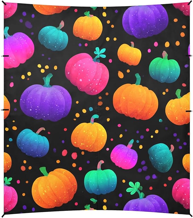 ALAZA Colorful Pumpkins Polka Dots Pattern Beach Tent Sun Shelter UPF50+ Protection Beach Shade Canopy w/ 4 Sandbags for Outdoor Camping Fishing Backyard Fun Picnic 10x9 ft