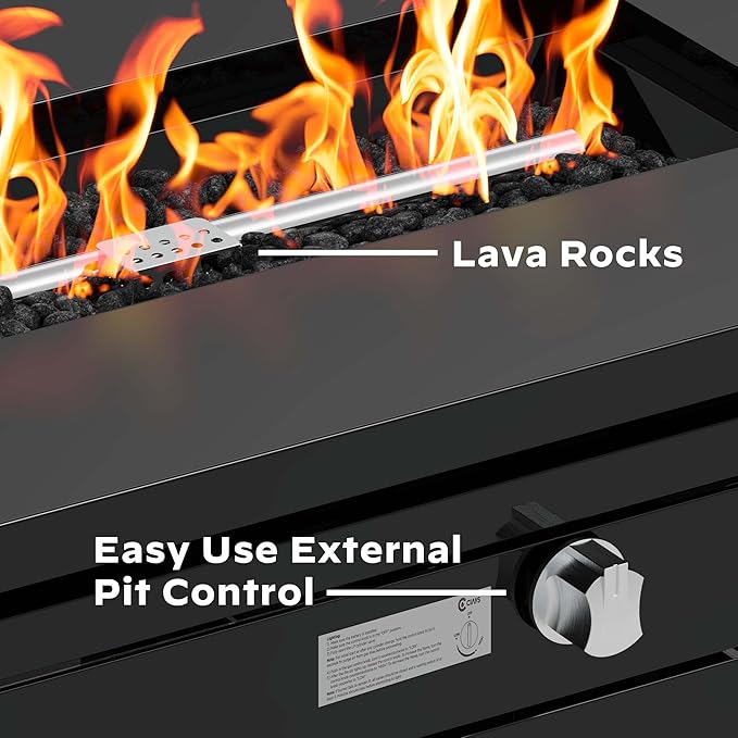 Ciays 42-Inch Gas Fire Pit Table 60000 BTU Propane Fire Pit with Steel Lid &amp Lava Rock – 2 in 1 Fire Pit Table CSA-Listed Adds Warmth to Gatherings &amp Parties on Patio Deck &amp Garden B