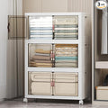 UAMFURI Stackable Storage Bins with Lids 336QT Closet Organizers and Storage with Doors and Wheels Extra Large Storage Cabinet Collapsible Plastic Drawers for Bedroom Dorm Office Garage