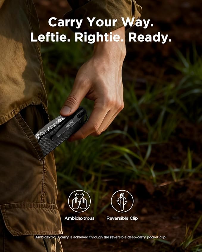 Damascus Folding Pocket Knife 2.99 Blade Micarta Handle Sharp Cool Small EDC Pocket Knives with Clip for Men Women Camping Hiking Survival Outdoor Mini 3080MB (Black)