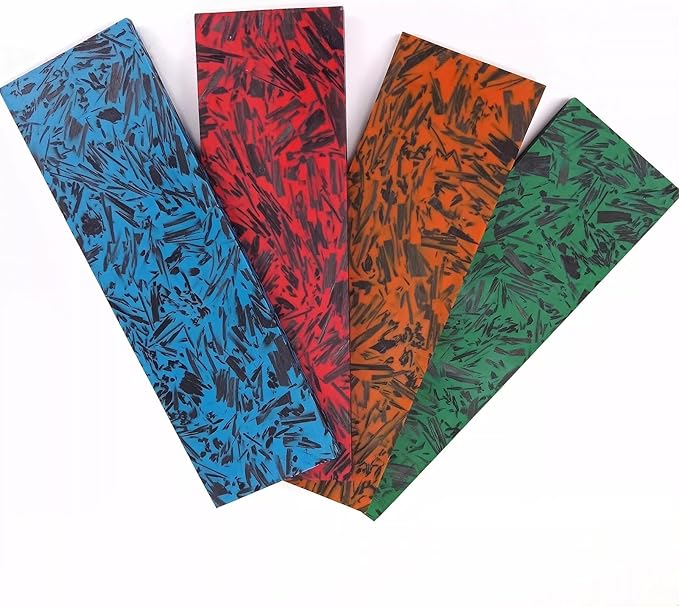 Blade handle scales are blank resin material 4-piece set DIY hand carved crushed carbon marble colored texture material(Orange135x40x8mm)
