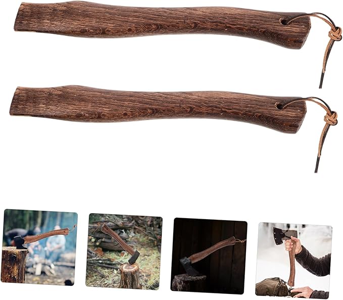 Levemolo 2pcs Wooden Handle Replacement for Axes Ergonomic Slip Design for Enhanced Control Durable Construction for Camp Axe Repair Comfortable Grip for Precision Use
