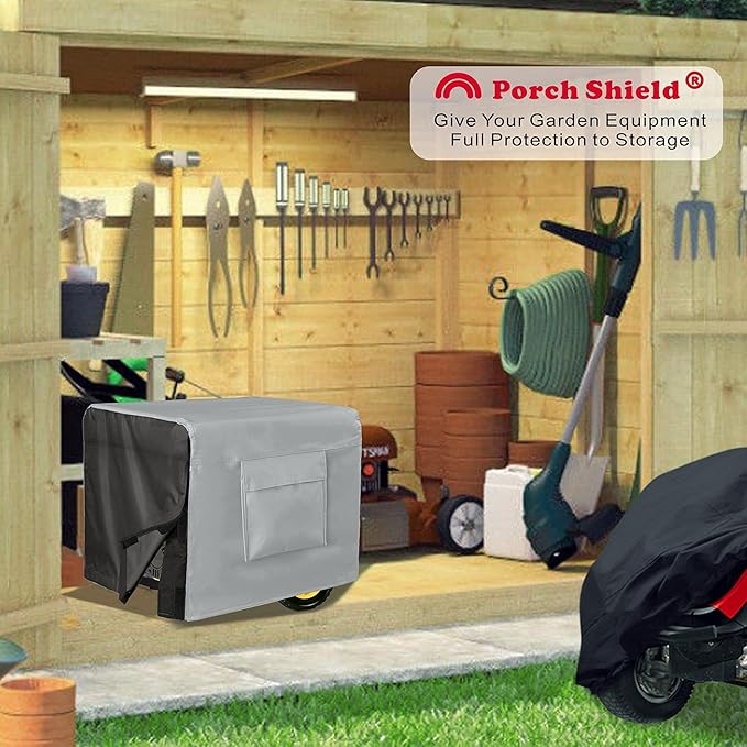 Porch Shield Waterproof Generator Cover - Heavy Duty Cover for Portable Generator 3000 to 5000 Watt (26L x 20 W x 20 H inches Black &amp Gray)