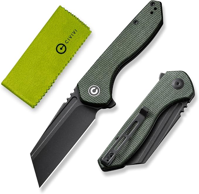 CIVIVI Pocket Knife for Men ExOne Folding Knife with Flipper 2.94 Nitro-V Reverse Tanto Blade Micarta Handle for Perfect EDC Gift C23036-3