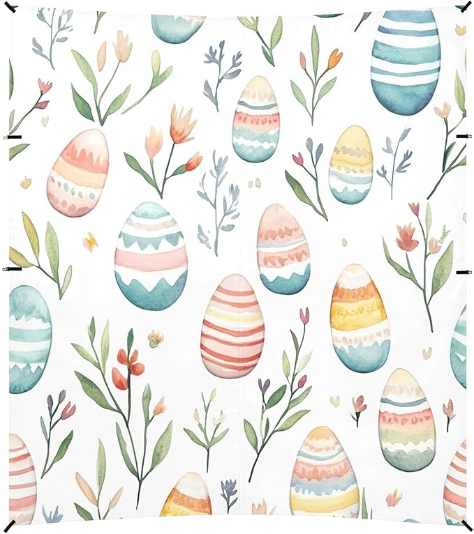 Watercolor Easter Eggs Beach Tent Sun Shelter Set UPF50+ UV Protection 10.5 x 9.19 FT Camping Shade Canopy with Sandbags Sand Anchors Carrying Bag and Others