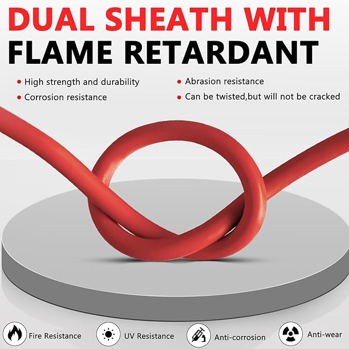 Vansdon 2x20 Feet Solar Panel Extension Cable 10AWG Solar Cable Solar Panel Cable with Female and Male Waterproof Connectors for RV Photovoltaic Systems (20FT Red + 20FT Black)
