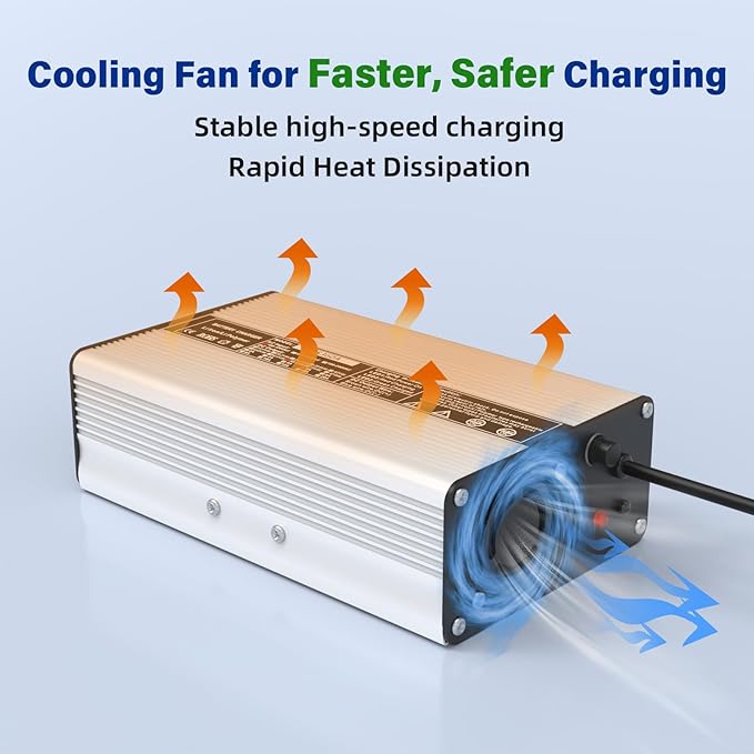 58.4V 5A AC-DC Battery Charger Dedicated Best Solution for 48V Lithium Iron Phosphate LiFePO4 Battery Recharging Support Charging Solar Off-Grid Golf Cart (58.4V 5A Charger-Silvery)