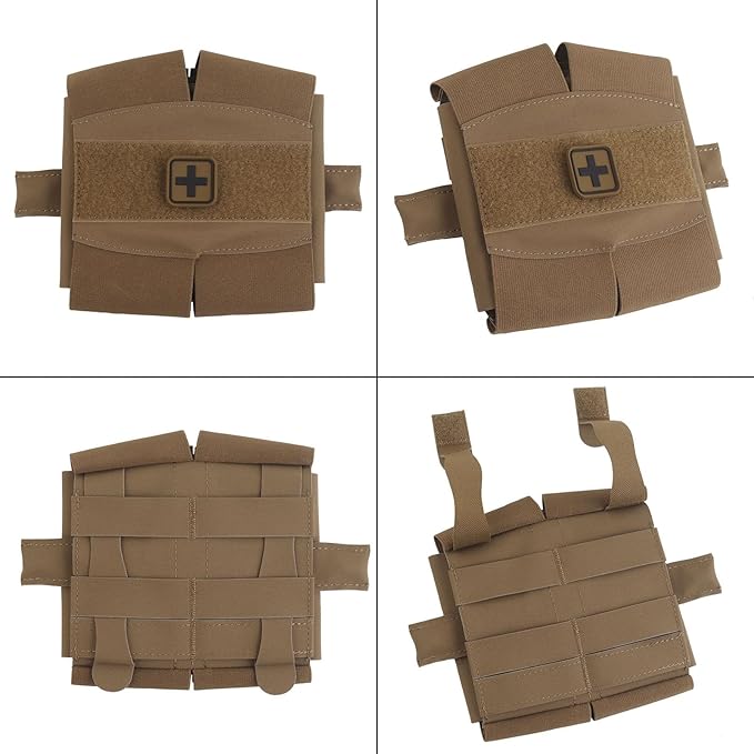 Camouflage MOLLE Medical Pouch with roll-Out Organizer top Tourniquet Band &amp ID Patch Area Utility First Aid Pouch for Airsoft Training &amp Outdoor Use