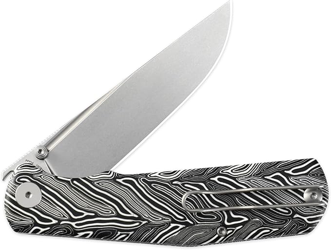 Petrified fish PFP14 Lis Folding Knife3.90 10Cr15CoMov Steel Black Stonewashed Blade G10 Handle Pocket Knife for Camping EDC Outdoor (Orange Black Stonewashed)