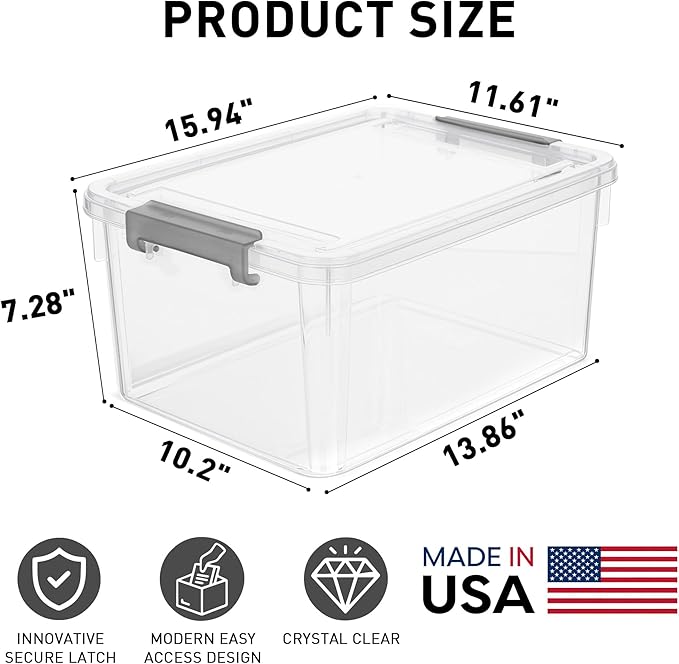 Citylife 17 QT Plastic Storage Bins with Lids Latching Stackable Storage Containers for Organizing Large Clear Storage Box for Garage Craft Toys Closet Home 1 Packs