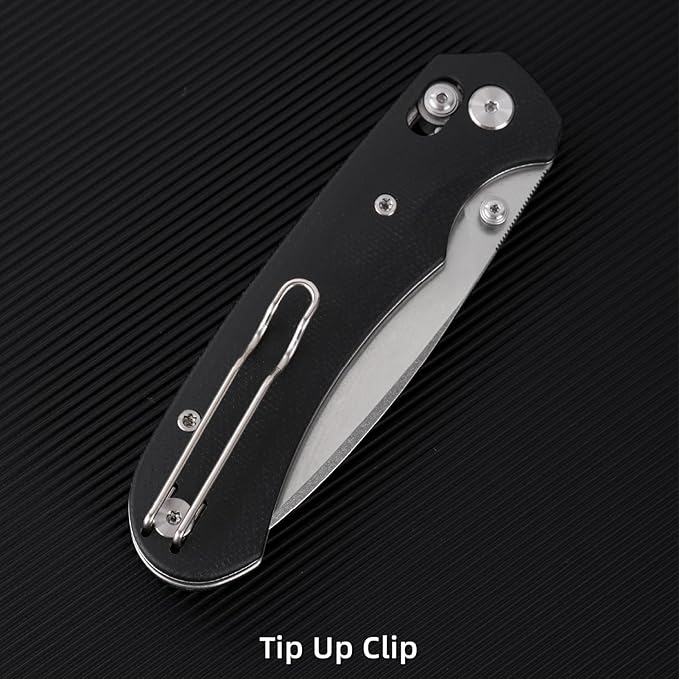 Folding Pocket Knife 3.31'' 154CM Blade EDC Knife Erogonomic Canvas Micarta Handle Pocket Knives for Men Hunting Hiking Survival Knives (Black)
