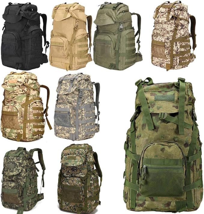 Outdoor Sports Pack Hiking Bag Tactical Rucksack Camo Knapsack Combat Camouflage Tactical Molle 50L Backpack - Russian Camo