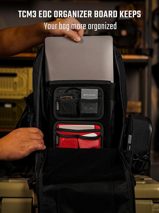 TACTICAL_GEEK TCM3 Mini EDC Organizer Board Backpack Accessories with Open Pocket &amp Mesh Pocket Utility Admin Bag Insert Panel Hook and Loop Modular Organizer for Daily Carry(Black)