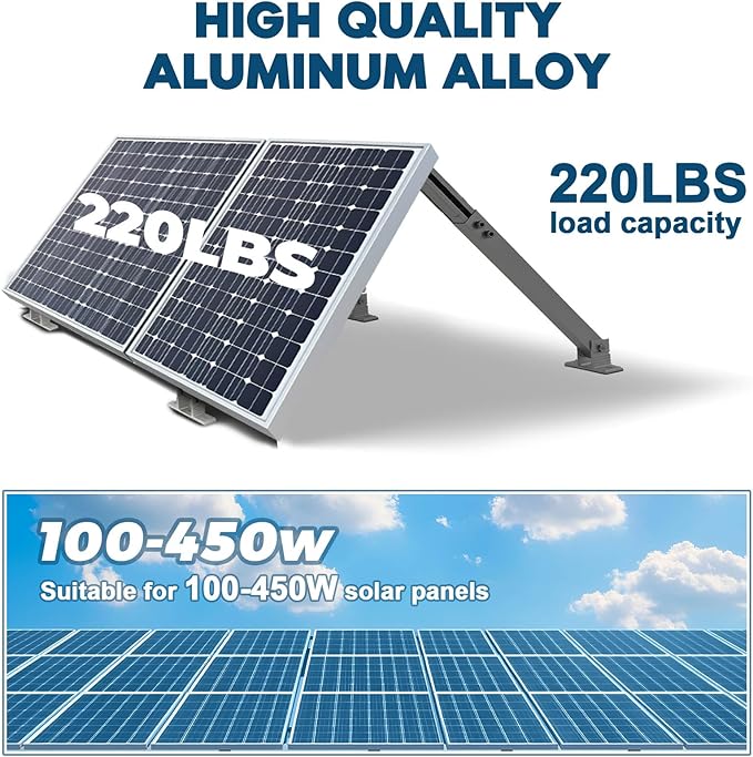GCCSJ 2 Sets Solar Panel Mounting Brackets 14-27 inch Adjustable Solar Panel Tilt Mount Brackets Aluminum Alloy Solar Panel Mounting Kit Suitable for 100-450W Solar Panels for RV Roof Boat Camping