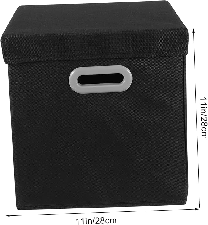 Collapsible Storage Cubes Handles Fabric Lid Storage Box for Closet under Bed Stuffed Animals