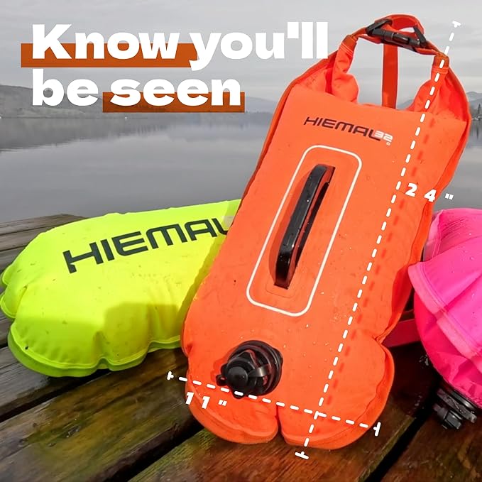 Swim Buoy for Open Water with Dry Bag 15L - Fully Waterproof Swim Bubble - Be Safe with Higher Visibility Toughened Nylon and Rest Handle Swimming Buoy - Open Water Buoy for All Season Swimmers