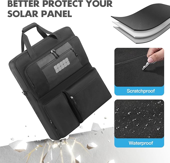 Travel Carrying Case Compatible with ECOFLOW 110W 160W 220W - Solar Panel Storage Bag for 2 Battery Panels Double-Layer Solar Panel Carrier with Shoulder Strap Multiple Pocket