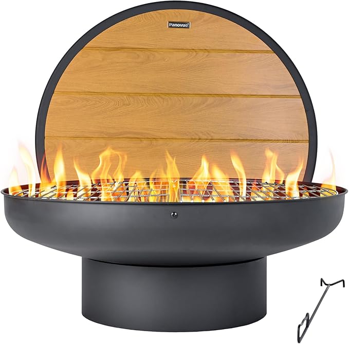 Panovue 32in Fire Pit Table with LidHeavy Duty and Deep Fire BowlOutdoor Wood Burning BBQ Grill Firepit Bowl with Cover Lid Fire Pit for Outside Table for Backyard Bonfire Patio Picnic