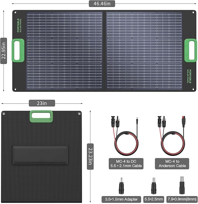 100W Portable Solar Panel for Power Station Generator 20V Foldable Solar Cell Solar Charger with High-Efficiency Battery Charger for Outdoor Camping Van RV Trip