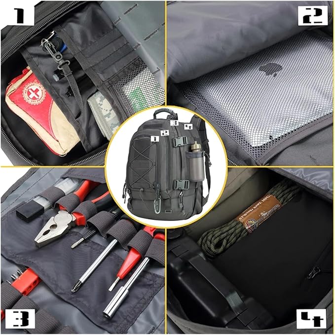 Compatible For 60L Men Tactical Backpack Climbing Bag Outdoor Waterproof Sports Travel Bags Camping Hunting Rucksack(Black)