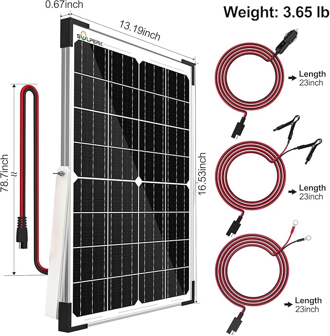 SOLPERK 12V 50W Solar Battery Charger 2pcs 25W Solar Battery Maintainer+Waterproof 8A Controller+Adjustable Mounts for RV Car Boat Marine Etc