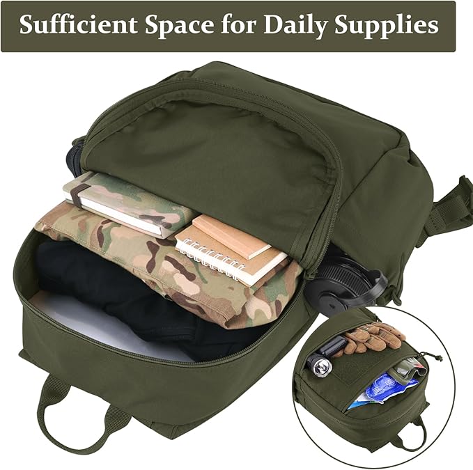 PETAC GEAR 14L Daypack Outdoor EDC Backpack Lightweight Tactical Range Pack Travel Hiking waterproof Daypacks (RG)