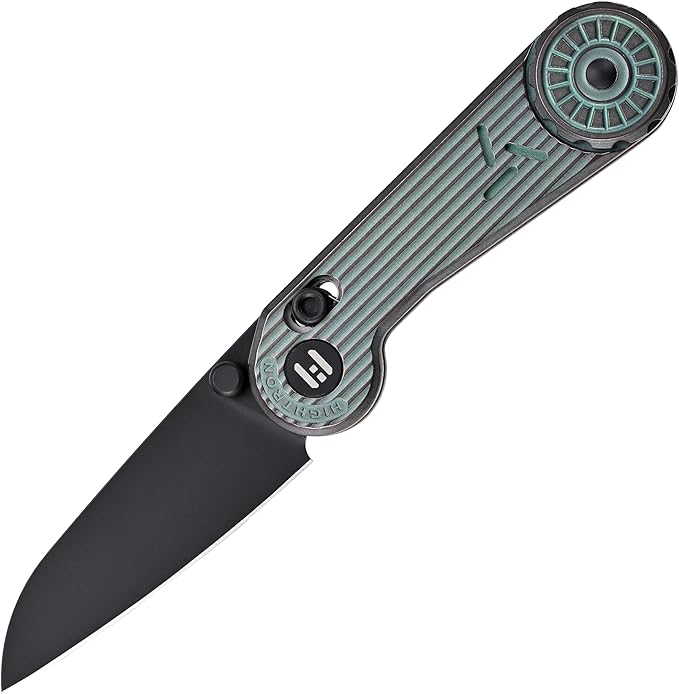 Hightron EdgePlay Premium Fidget Knife 2.64 M390 Blade Titanium Handle Axle Lock Knife with Thumb Stud Opener and Pocket Clip Utility EDC Knives with Playful Gear for Men Women Green