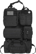 6 Pack Tactical Molle Car Seat Back Organizer - Tactical Vehicle Panel Organizer with 5 Detachable Molle PouchUS Flag Patch and KeychainGreat Trunk Accessories for Man
