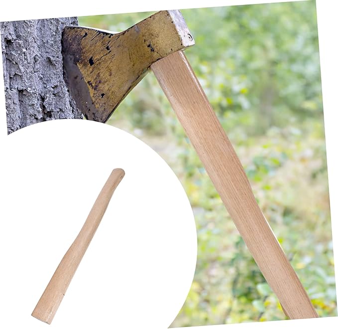 Happyyami Wooden Hatchet Handle Replacement Set with Wedges Sturdy Wood Handle for Woodworking Outdoor Chopping and Camping