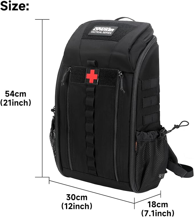 EXCELLENT ELITE SPANKER Medical Backpack Tactical Knapsack Outdoor Rucksack Camping Survival First Aid Backpack（Black）