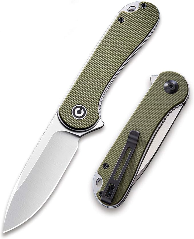 CIVIVI Knives Elementum Folding Pocket Knife 2.96 D2 Satin BladeG-10 Handles C907E (Green)