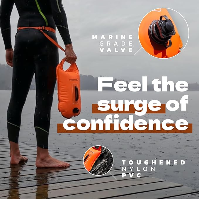 Swim Buoy for Open Water with Dry Bag 15L - Fully Waterproof Swim Bubble - Be Safe with Higher Visibility Toughened Nylon and Rest Handle Swimming Buoy - Open Water Buoy for All Season Swimmers