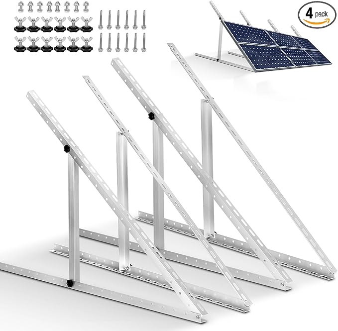 4 Pack 45inch Adjustable Solar Panel Tilt Mount Brackets with Foldable Tilt Legs.Solar Panel Stand for 45 Panels | 2400Pa Windproof Adjustable Solar Panel Mount Brackets Kit for RV/Roof/Ground