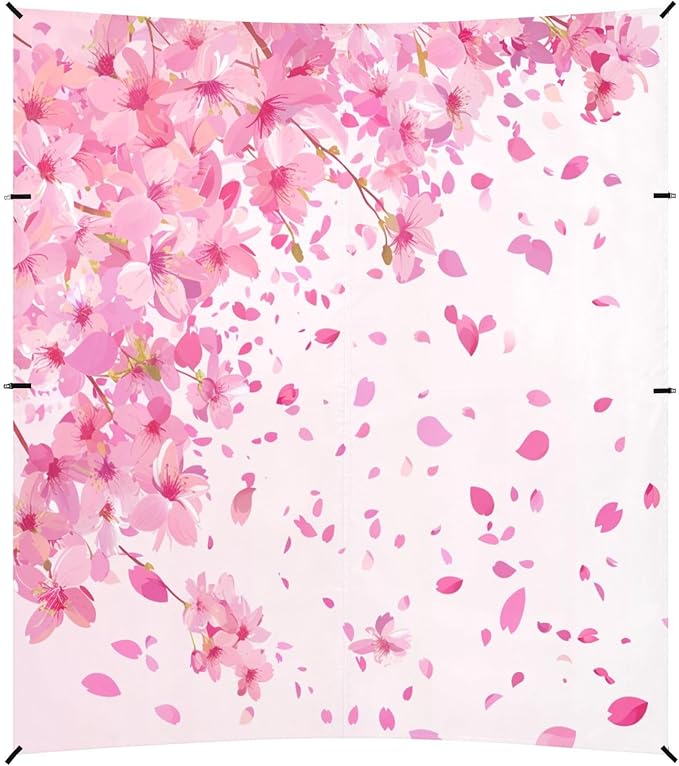 ALAZA Pink Cherry Blossom Petal Beach Tent Sun Shelter UPF50+ Protection Beach Shade Canopy w/ 4 Sandbags for Outdoor Camping Fishing Backyard Fun Picnic 10x9 ft
