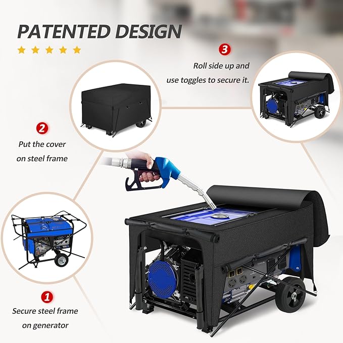 Porch Shield Generator Covers Running - Heavy Duty Waterproof Generator Rain Tent Shelter for 3500-12000 Watt Black