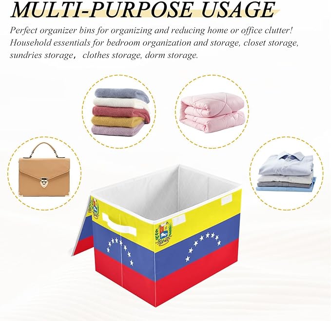 Venezuela 8 Stars Flag Bolivarian Republic Of Venezuela Storage Containers with Lids Foldable Closet Organizers Quart