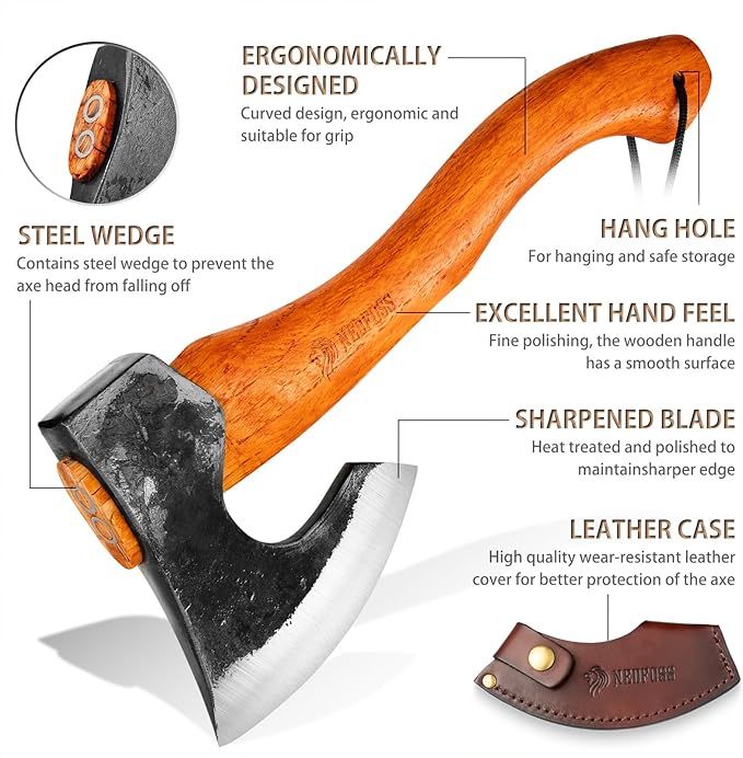 NEDFOSS Mammoth Hatchet Axe for Camping 15.6 Camping Axe for Wood Chopping Hand Forged Camping Axes &amp Hatchets Multipurpose Splitting Axe for Carving Bushcraft Outdoor Forest Garden Gift for